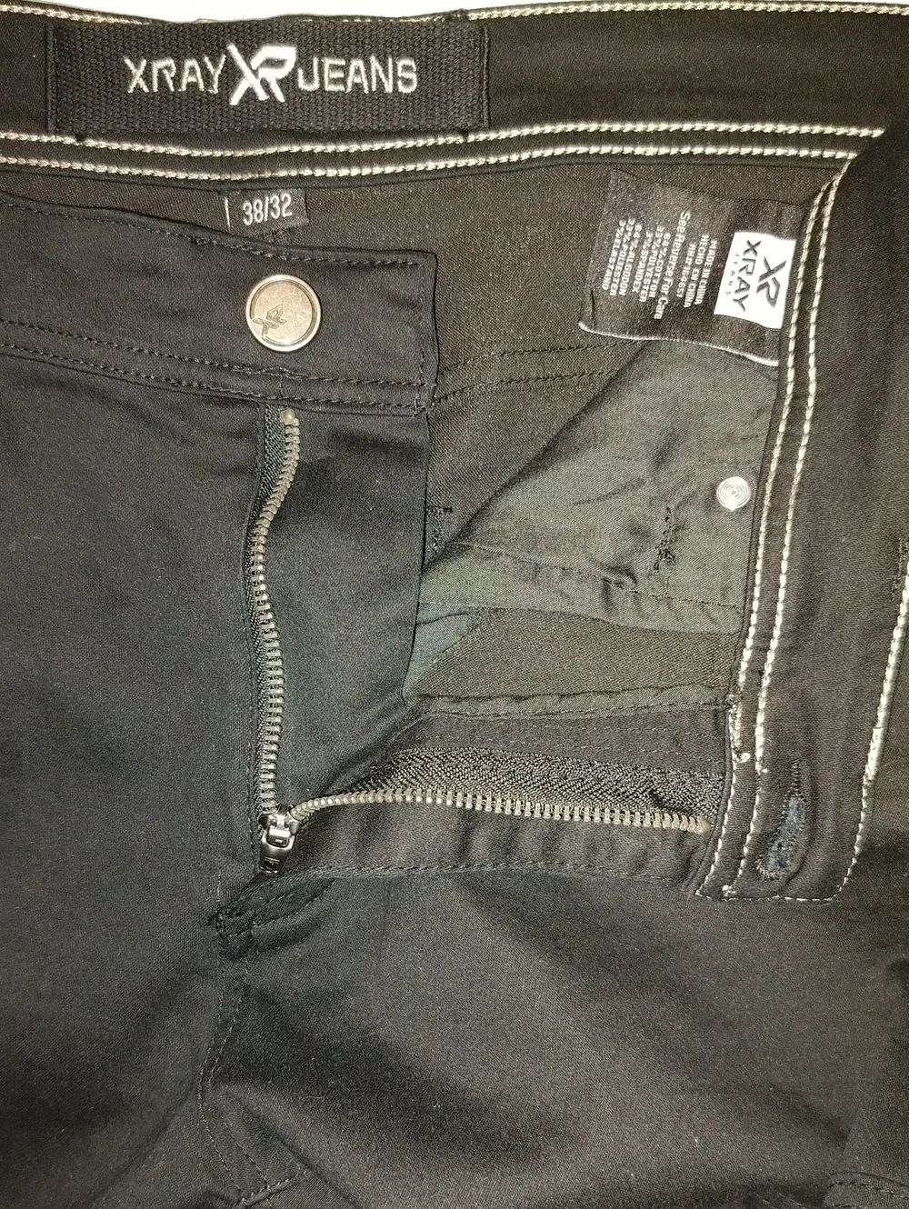 XRAY Men's Skinny Stretch Jeans Streetwear Commuter Work Chinos 38x32, Jet Black